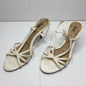Fioni Womens White Heel Slingback Sandal 77534-10 Spring Summer Casual Size 10